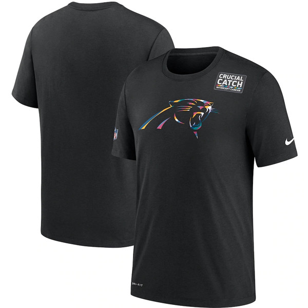 Men's Carolina Panthers 2020 Black Sideline Crucial Catch Performance NFL T-Shirt